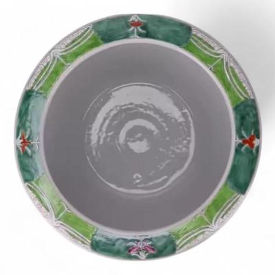 Hand-Painted Chinese Bok Choy Cabbage Leaf Ceramic Fish Bowl Planter, Jingdezhen Porcelain