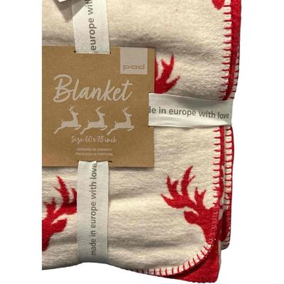 Throw Blanket Reindeer design by PAD, Christmas Decorative Blanket