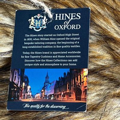 Luxury Cotton Tapestry Pillow with Faux Fur Back by Hines of Oxford -  Stag Green Plaid, Christmas Decorative Throw Pillow