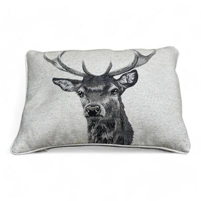 Luxury Linen Tapestry Piped Pillow by Hines of Oxford - Country Linen Stag, Christmas Decorative Throw Pillow 