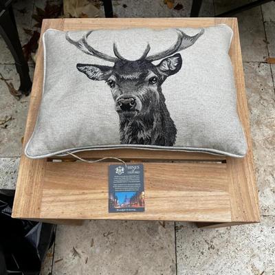 Luxury Linen Tapestry Piped Pillow by Hines of Oxford - Country Linen Stag, Christmas Decorative Throw Pillow 