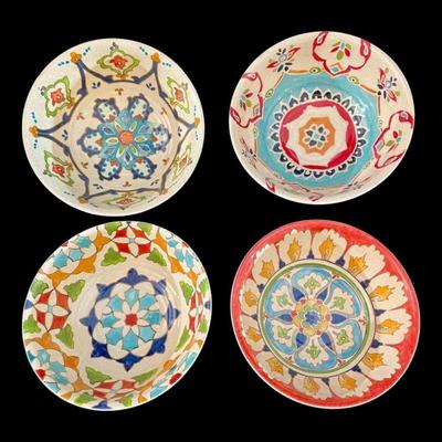 Iznik Williams Sonoma Melamine Large Dip Bowls Dinnerware, Set of 4, New