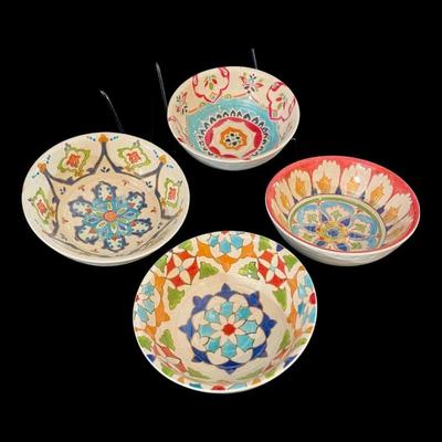 Iznik Williams Sonoma Melamine Large Dip Bowls Dinnerware, Set of 4, New