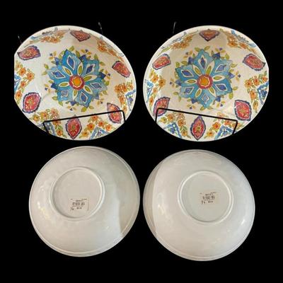 Iznik Williams Sonoma Melamine Soup/Salad Bowls Dinnerware, Set of 4, New