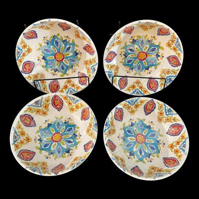 Iznik Williams Sonoma Melamine Soup/Salad Bowls Dinnerware, Set of 4, New