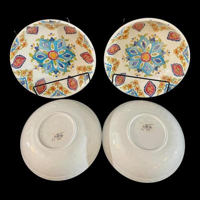 Iznik Williams Sonoma Melamine Soup/Salad Bowls Dinnerware, Set of 4, New