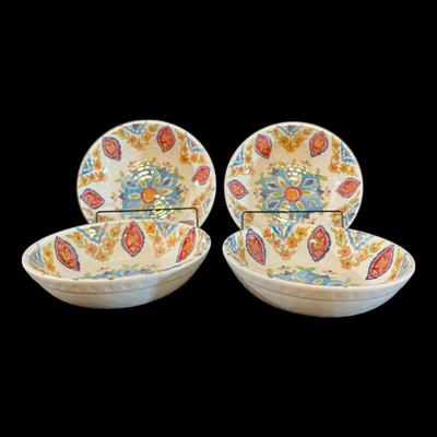 Iznik Williams Sonoma Melamine Soup/Salad Bowls Dinnerware, Set of 4, New