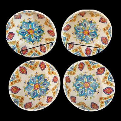 Iznik Williams Sonoma Melamine Soup/Salad Bowls Dinnerware, Set of 4, New
