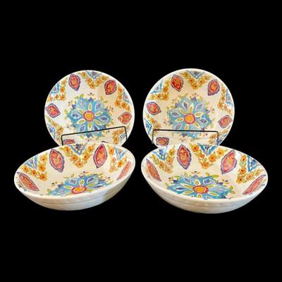 Iznik Williams Sonoma Melamine Soup/Salad Bowls Dinnerware, Set of 4, New