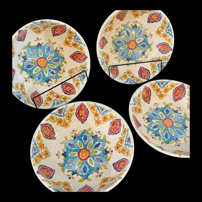 Iznik Williams Sonoma Melamine Soup/Salad Bowls Dinnerware, Set of 4, New