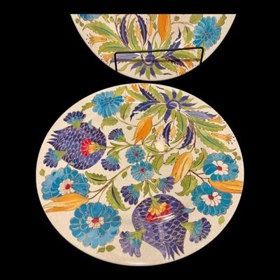 Williams Sonoma Iznik Tile "Blue & Green Floral" Melamine Dinner Plates Dinnerware, Set of 4, New