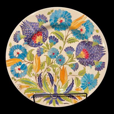Williams Sonoma Iznik Tile "Blue & Green Floral" Melamine Dinner Plates Dinnerware, Set of 4, New