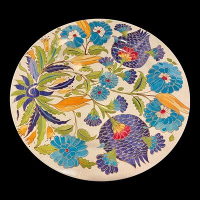 Williams Sonoma Iznik Tile "Blue & Green Floral" Melamine Dinner Plates Dinnerware, Set of 4, New