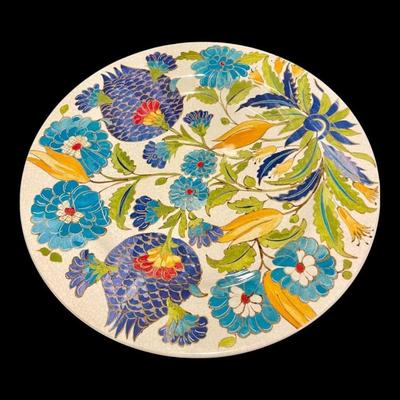 Williams Sonoma Iznik Tile "Blue & Green Floral" Melamine Dinner Plates Dinnerware, Set of 4, New