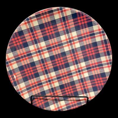 Williams Sonoma "Newport Plaid" Melamine Dinner Plates Dinnerware, Set of 4, New