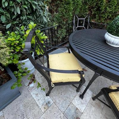 Restoration Hardware Outdoor Aluminum Dining Table and Chairs, Antibes Collection