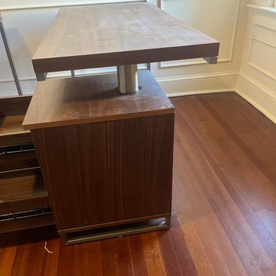 Two Wood & Metal Desks With Attached Filing Cabinets (UO-MG)