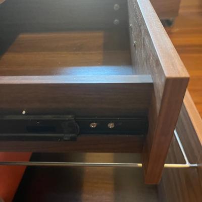 Two Wood & Metal Desks With Attached Filing Cabinets (UO-MG)