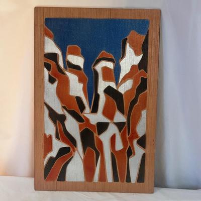 Spray Paint on Wood Abstract Landscape (DR-MG)