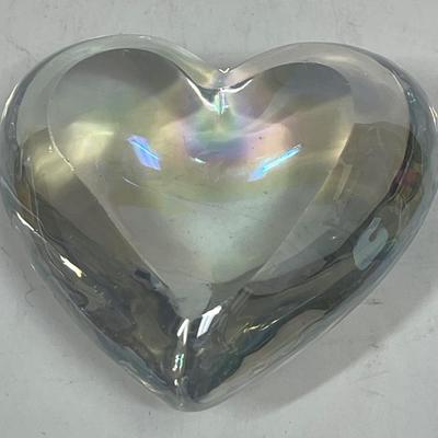 Iridescent Clear Crystal Quartz Heart Shaped Paperweight