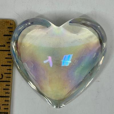 Iridescent Clear Crystal Quartz Heart Shaped Paperweight