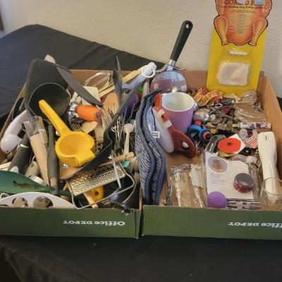 Two boxes of miscellaneous utensils