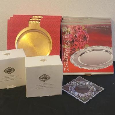 NIB charger plates and dessert plates