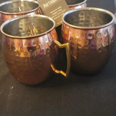 Glassware, shot glasses, copper mugs