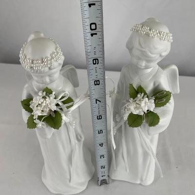 10” white porcelain angels
