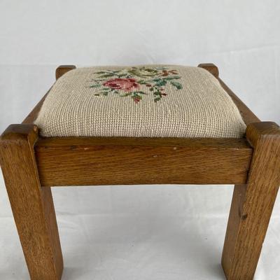 Vintage needle point floral footstool