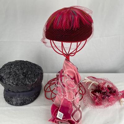 Vintage ladies hats and Chiffon scarf