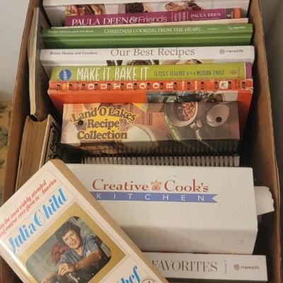 Four full boxes of cookbooks and receipes