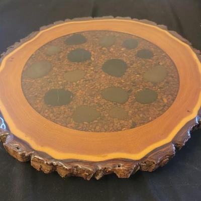 Raw wood lazy susan, chip n dip basket