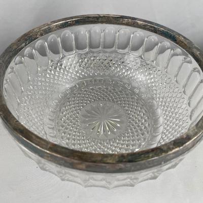 Vintage cut glass with silver plate rim bowl & Divided candy dish