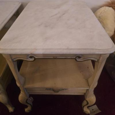 Pair of Marble top end tables.