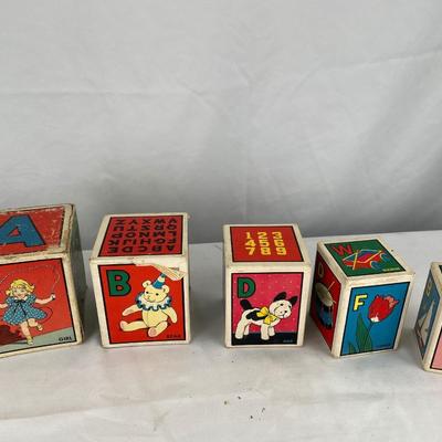 Vintage cardboard, toy blocks, stacking, and nesting