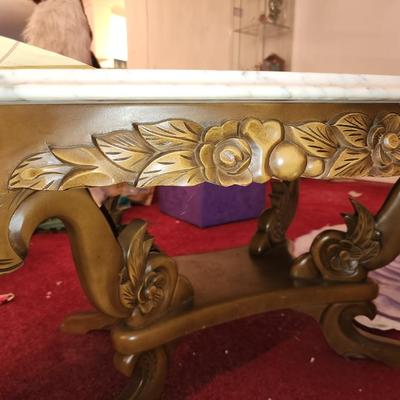 Marble top oval coffee table