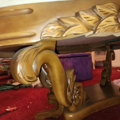 Marble top oval coffee table