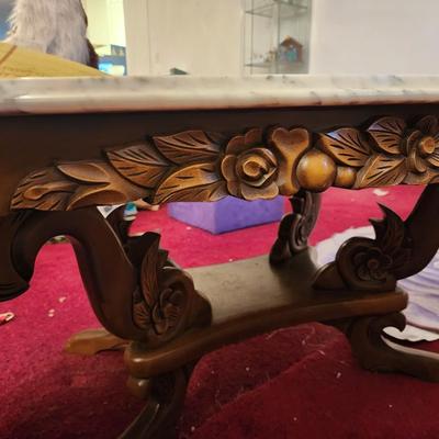 Marble top oval coffee table