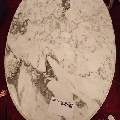 Marble top oval coffee table