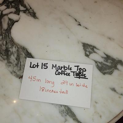 Marble top oval coffee table