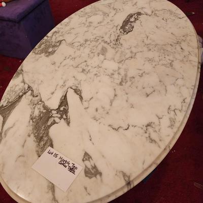 Marble top oval coffee table