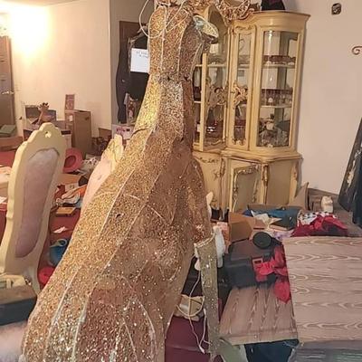 Large Gold Glitter Outdoor reindeer decor