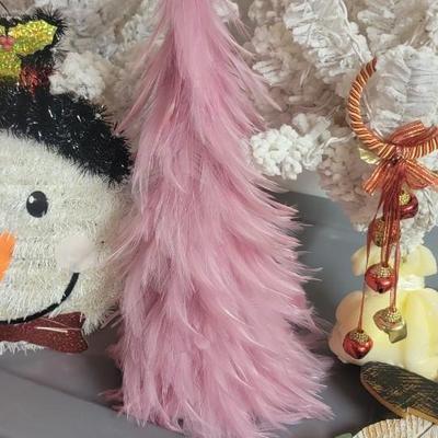 Vtg flocked trees, door hangers