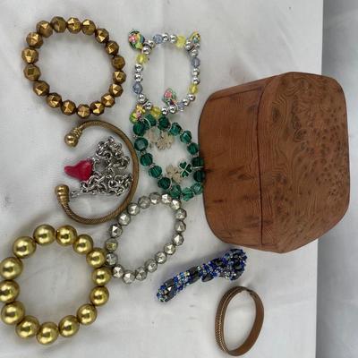 Wooden box with bracelets
