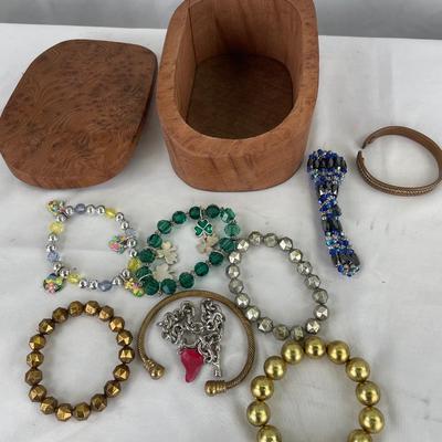 Wooden box with bracelets