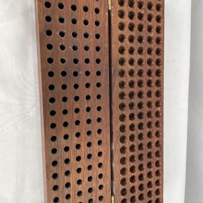 Walnut ammo box with 105 holes