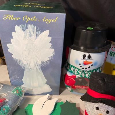 Fiber optic angel and various Christmas