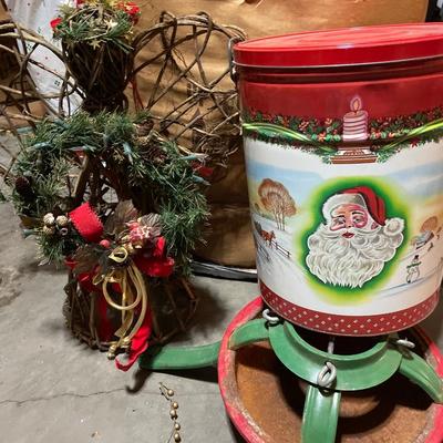 Vintage tin, angel and Christmas tree