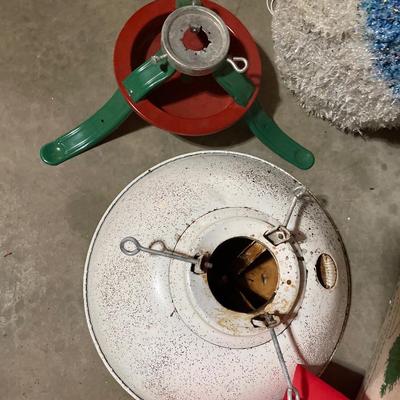 Lighted snowman and Christmas tree stands